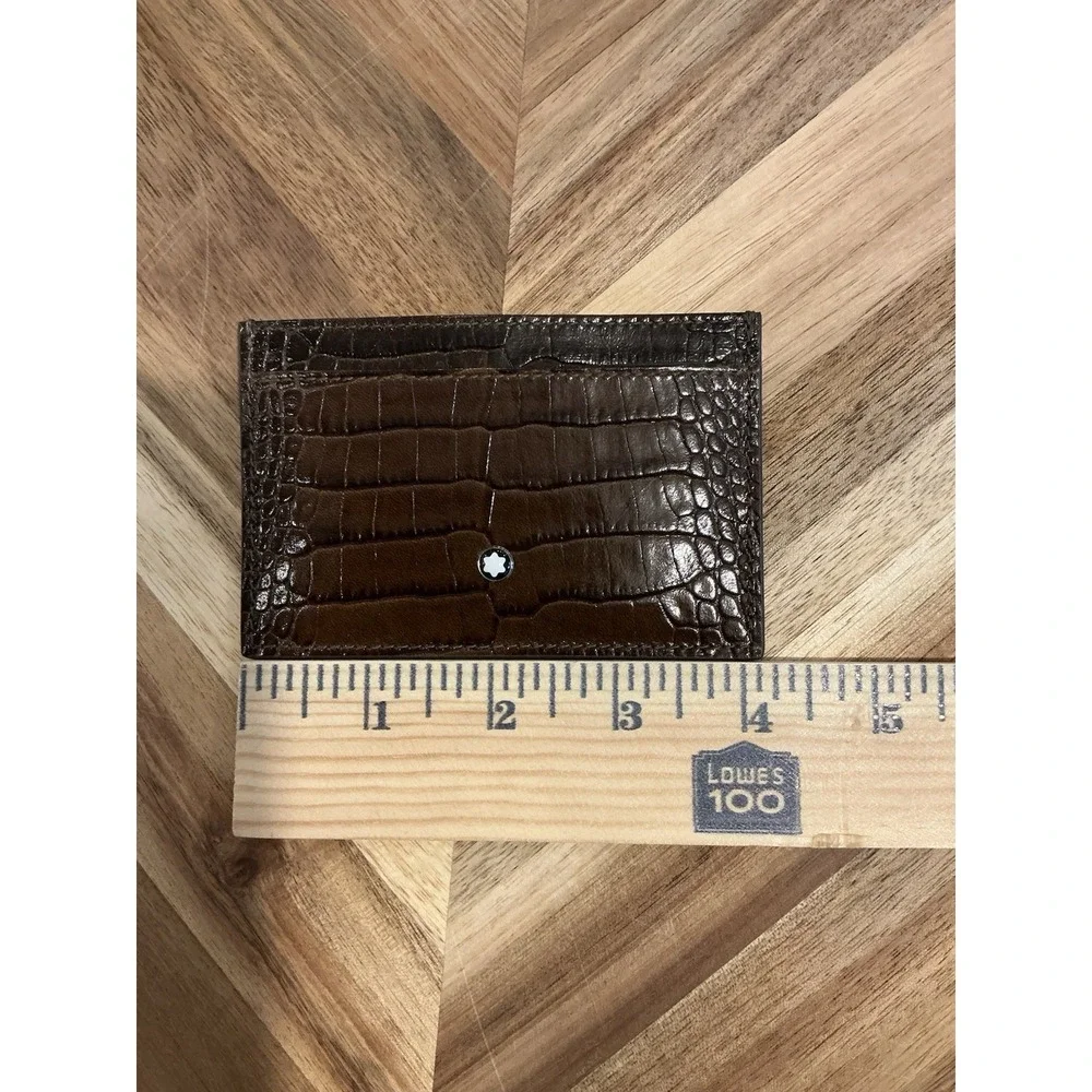 Montblanc Brown Crocodile Embossed Leather Card Holder Wallet With Box EUC